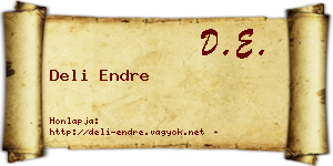 Deli Endre névjegykártya
